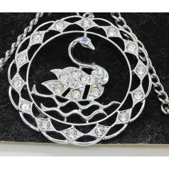 VINTAGE SARAH COVENTRY Swan Lake 8540 rhinestone pendant necklace original box - Picture 1 of 12